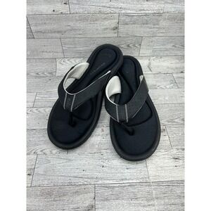 Nike Comfort Footbed Flip Flops Women Sz 10 Black White Thong Sandals 316521-011